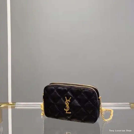 Tony Luxuries BECKY DOUBLE-ZIP LAMBSKIN IN QUILTED YSL POUCH 0611